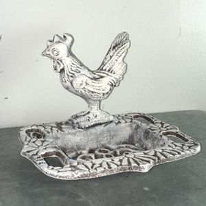 Vintage style Cast iron rooster soap dish NWOT